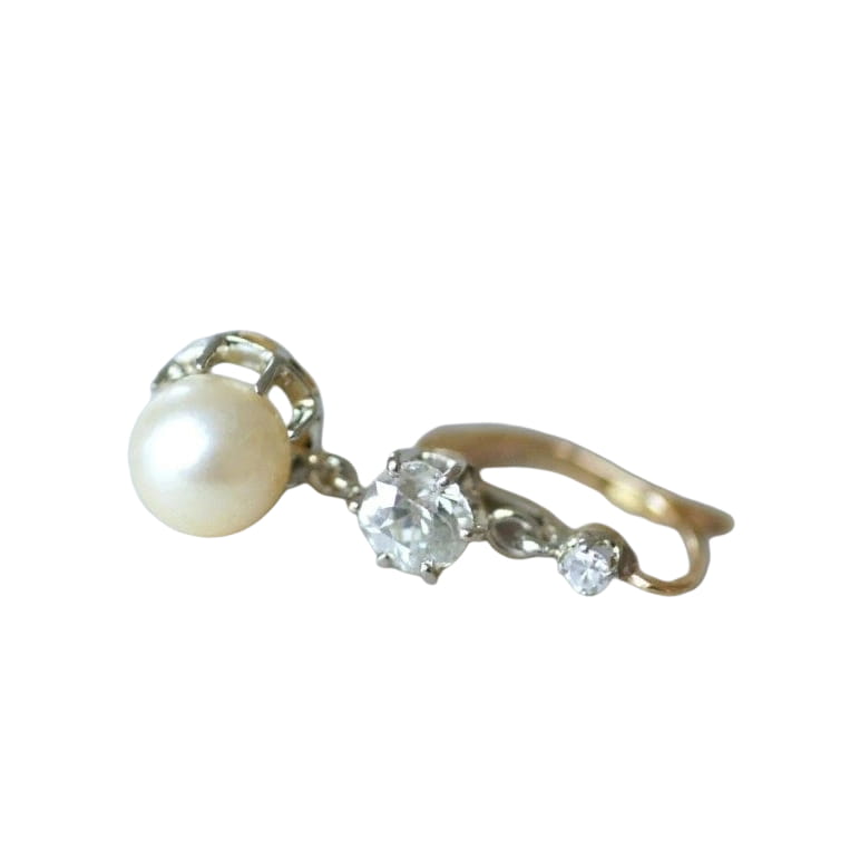 Dormeuses Art Deco or, perles, et diamants - Castafiore