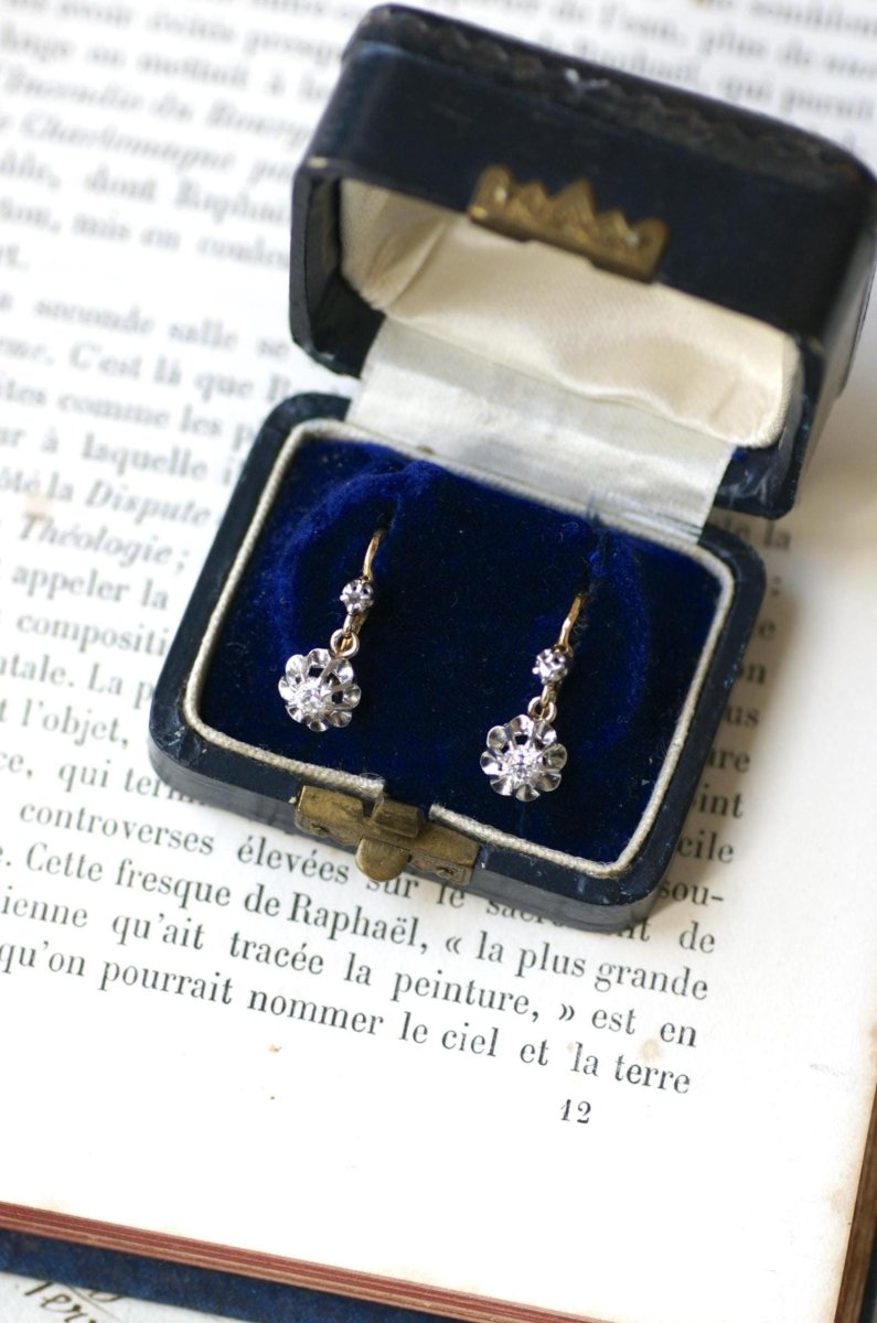 Dormeuses Diamants 0,30 Ct Or Jaune et Platine - Castafiore