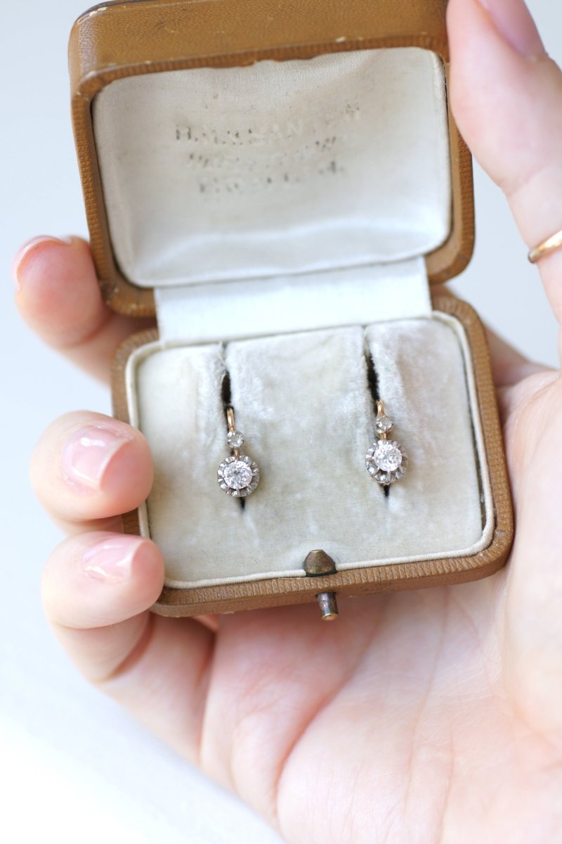 Dormeuses Diamants 0.60 Ct Or Rose et Platine - Castafiore