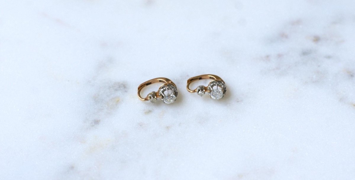 Dormeuses Diamants 0.60 Ct Or Rose et Platine - Castafiore