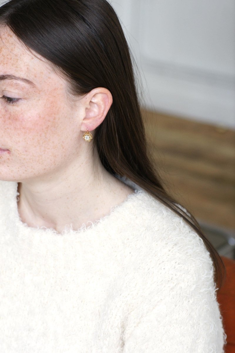 Dormeuses Diamants Taille Ancienne Coussin 1.40 Cts - Castafiore