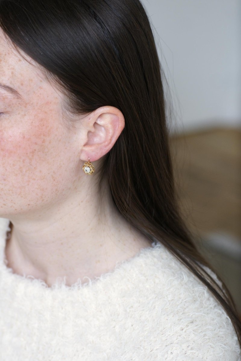 Dormeuses Diamants Taille Ancienne Coussin 1.40 Cts - Castafiore