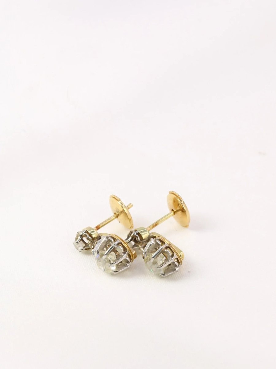 Dormeuses en or et diamants taille ancienne 1.5 ct - Castafiore