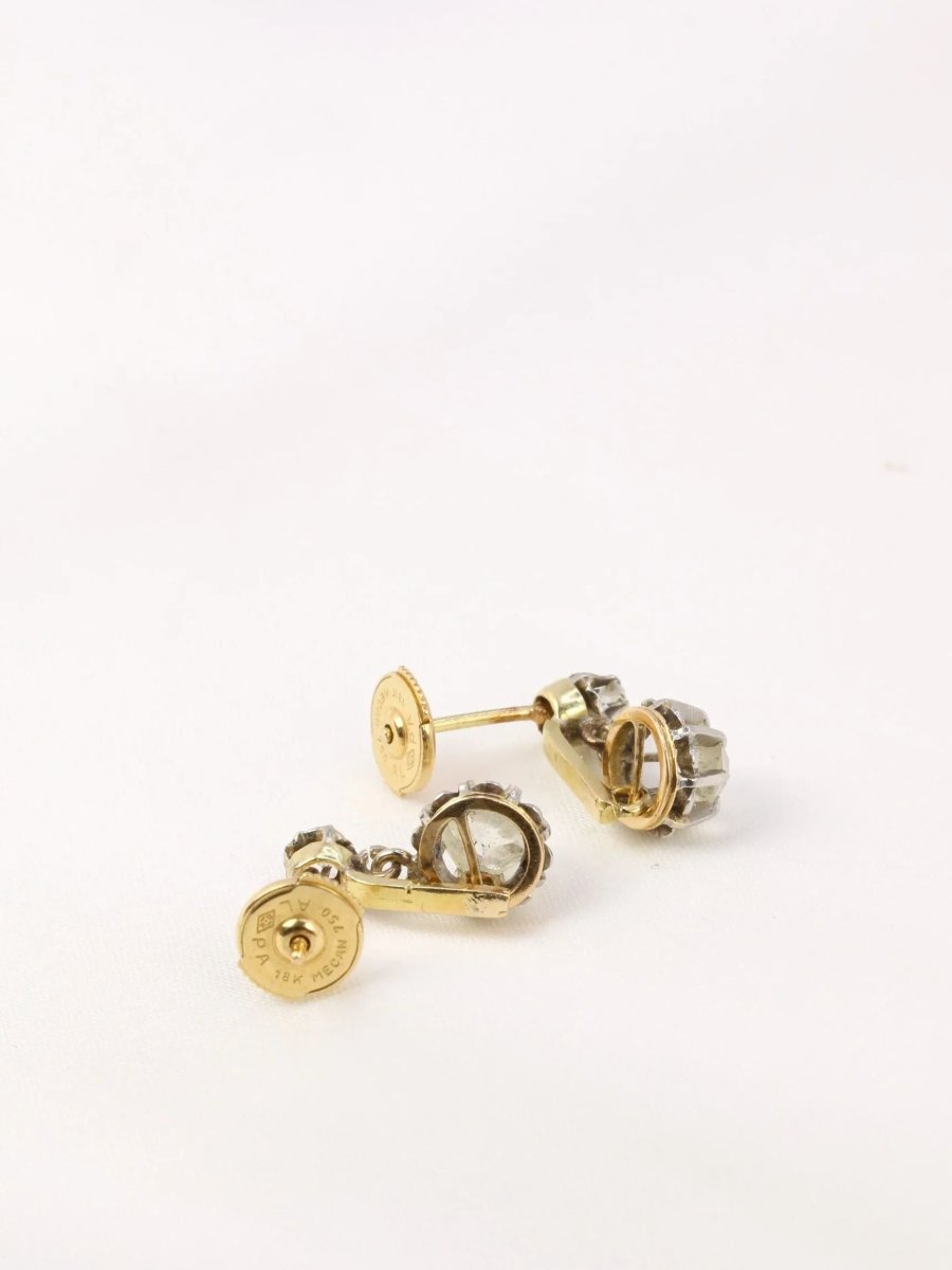 Dormeuses en or et diamants taille ancienne 1.5 ct - Castafiore
