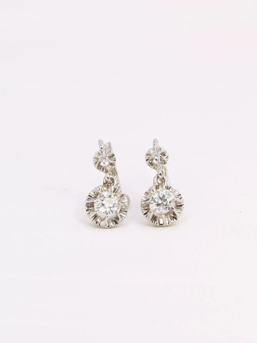 Dormeuses en or et diamants taille ancienne - Castafiore