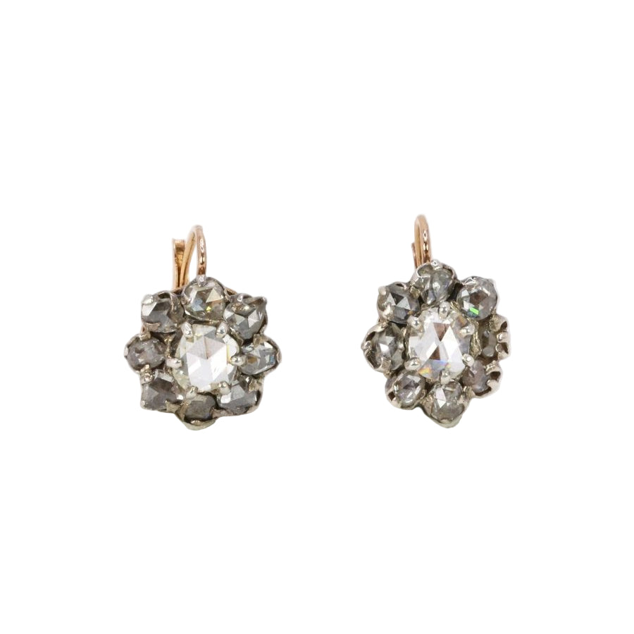 Dormeuses marguerite diamants taille rose - Castafiore