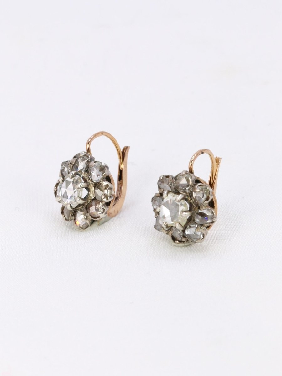 Dormeuses marguerite diamants taille rose - Castafiore