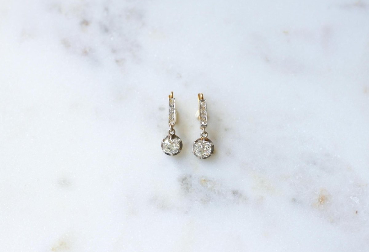 Dormeuses Pendantes Diamants Coussin 1,10 Cts - Castafiore