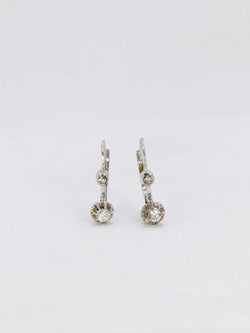 Dormeuses vintage en or blanc et diamants 0.3ct - Castafiore