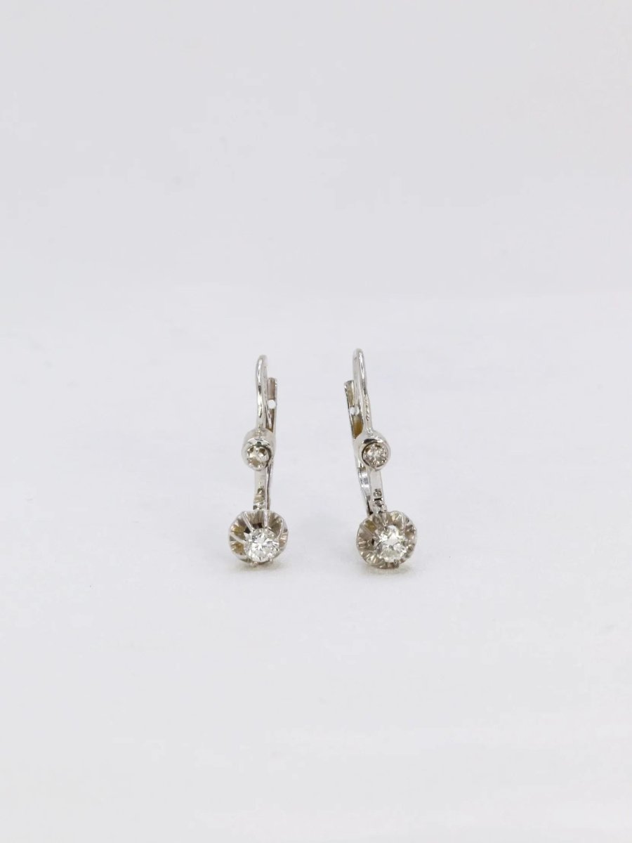 Dormeuses vintage en or blanc et diamants 0.3ct - Castafiore