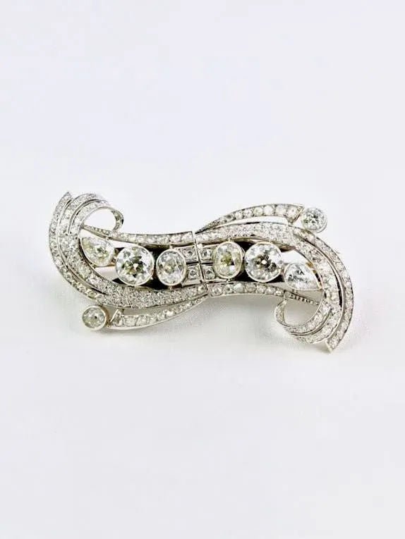 Double Clip Art - Déco platine diamants taille ancienne - Castafiore