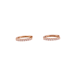 Paire de petites créoles en or rose, diamants.
