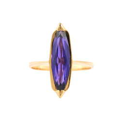Bague Solitaire en or jaune et améthyste
