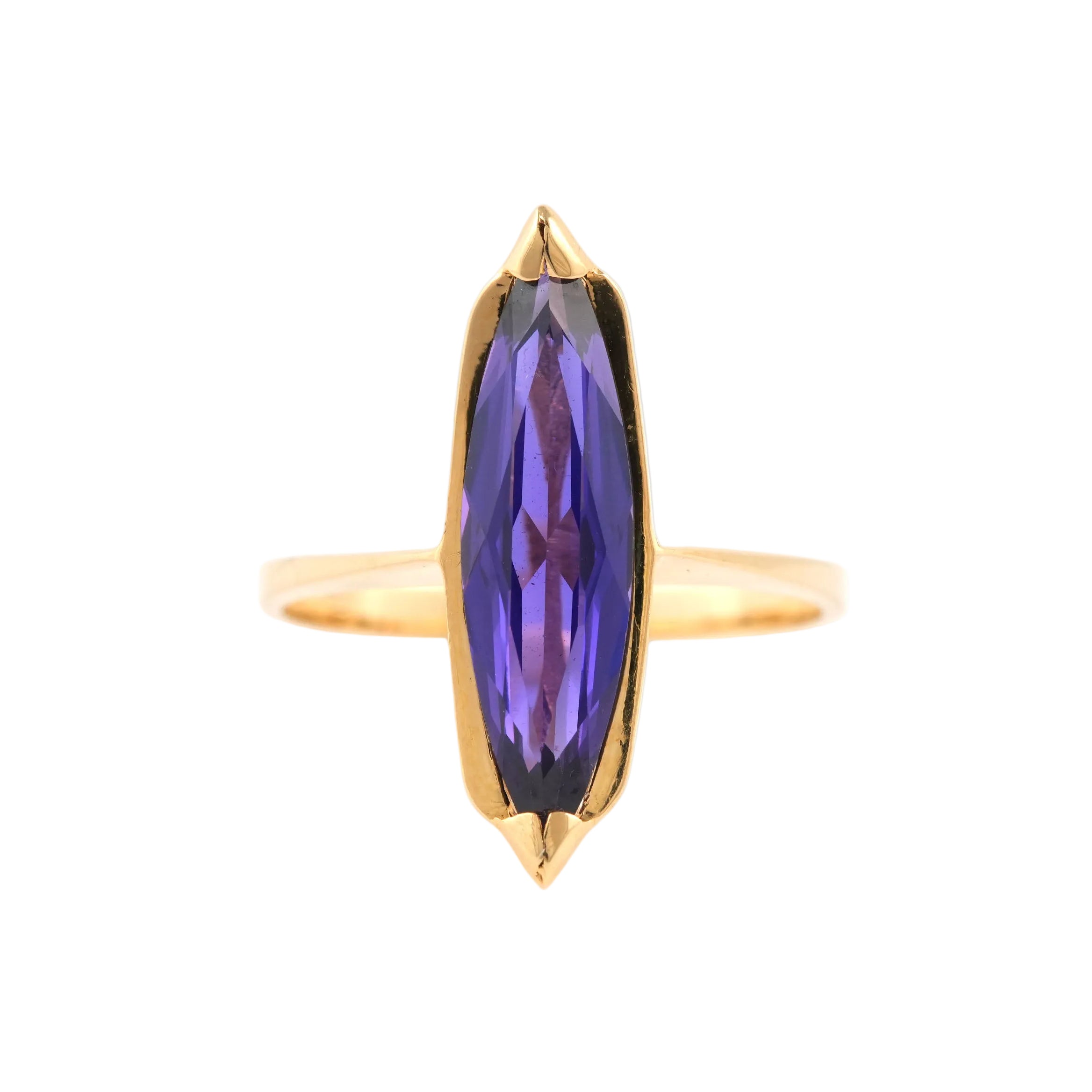 Bague Solitaire en or jaune et améthyste