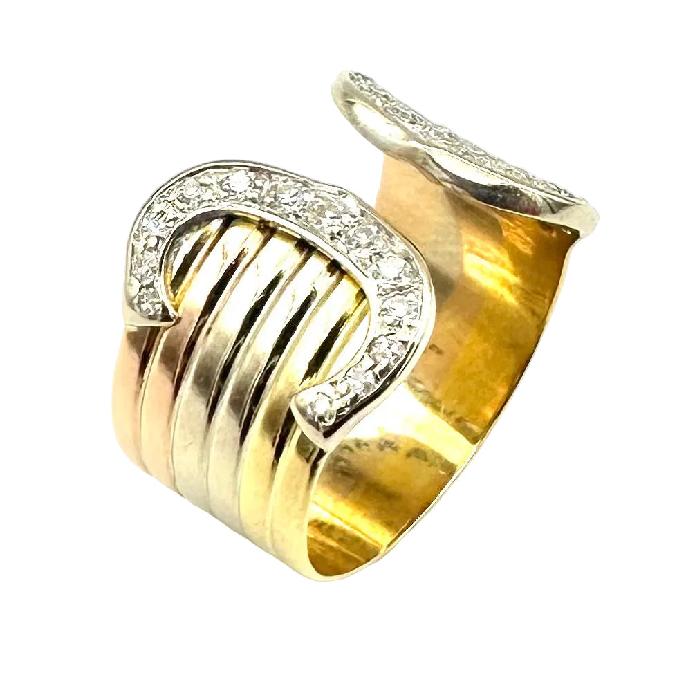 Bague CARTIER Double C en or blanc, or jaune, or rose et diamants