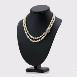 Collier Perles en or blanc, platine et diamants