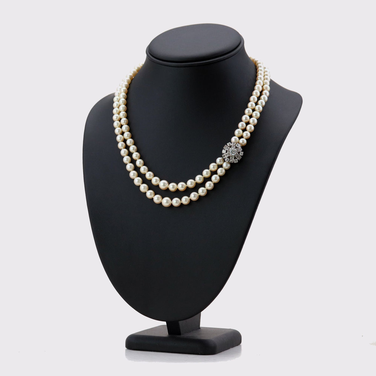 Collier Perles en or blanc, platine et diamants