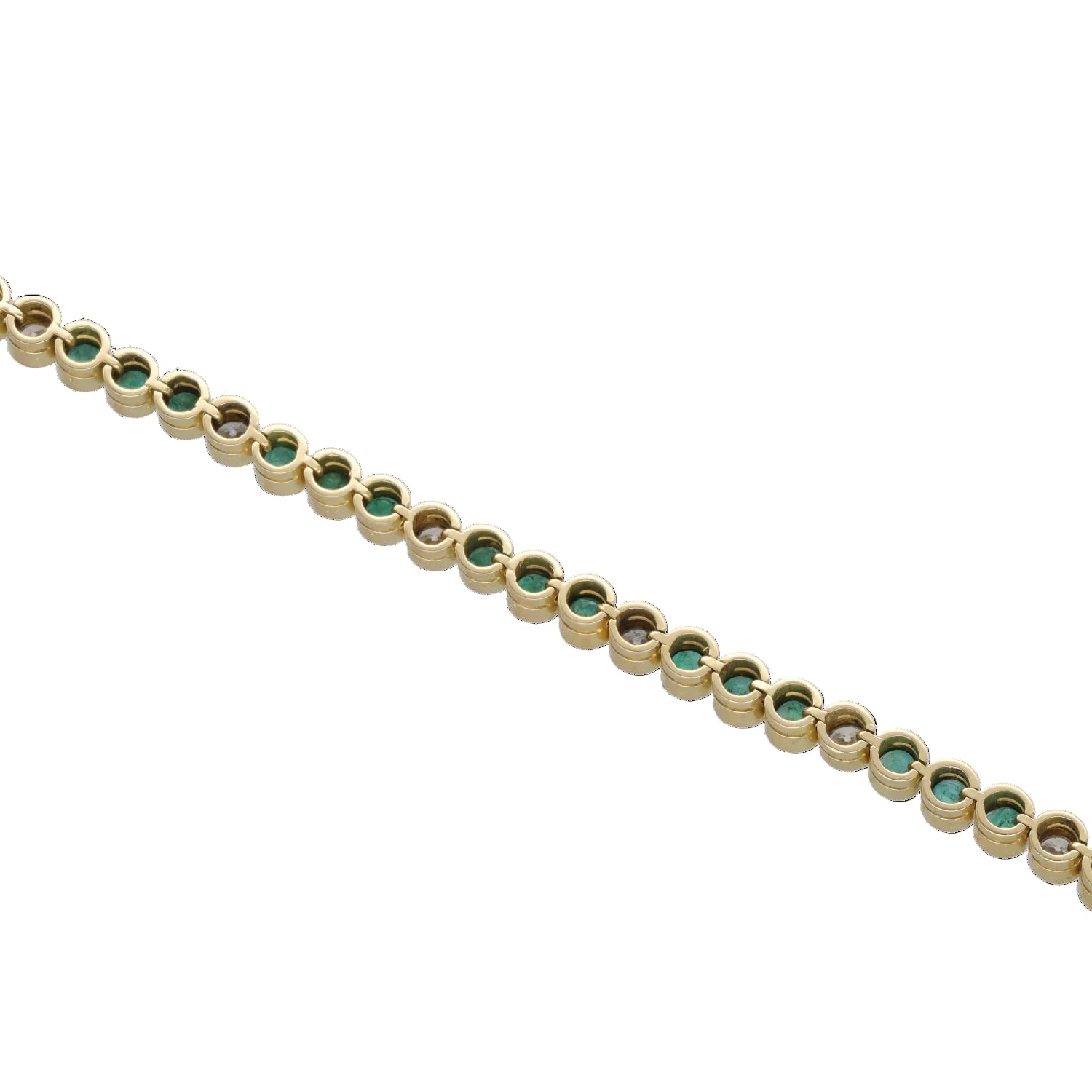 Bracelet Ligne en or jaune, émeraudes et diamants