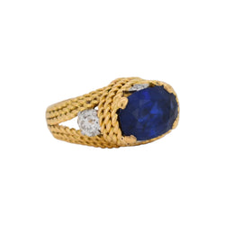 Bague Cocktail en or jaune, saphir et diamants