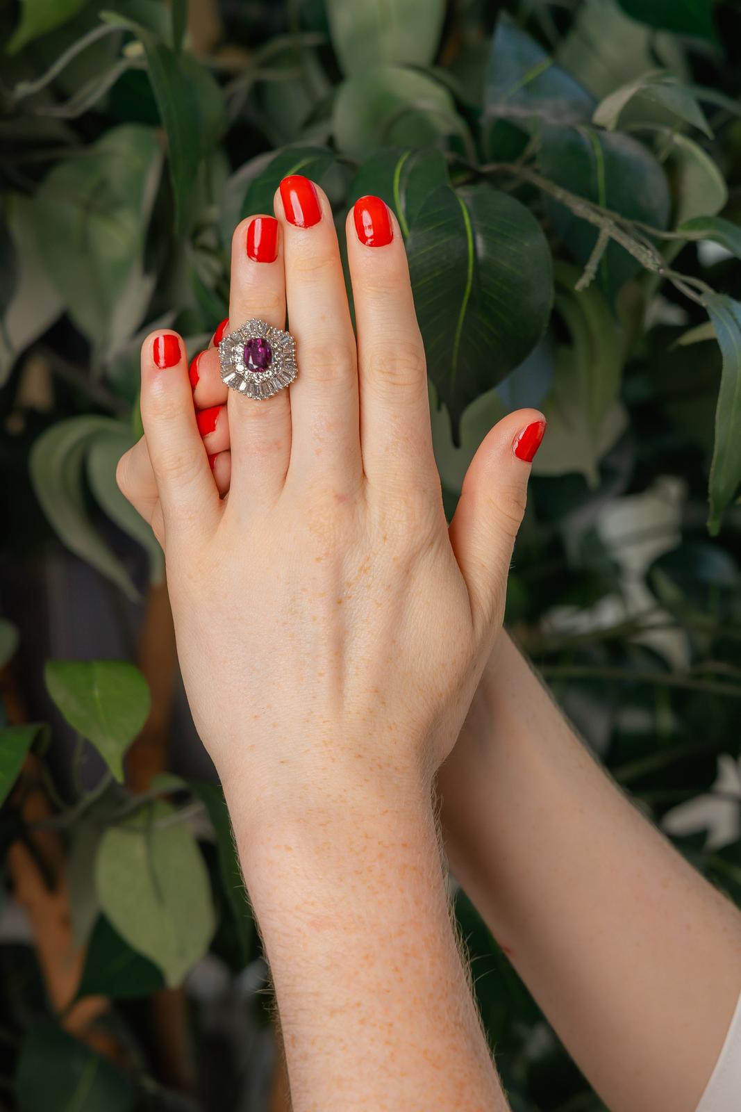 Bague Pompadour Platine Rubis