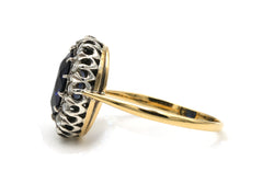 Bague Entourage en or jaune, argent, saphir et diamants