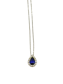 Collier en or blanc, saphir et diamants
