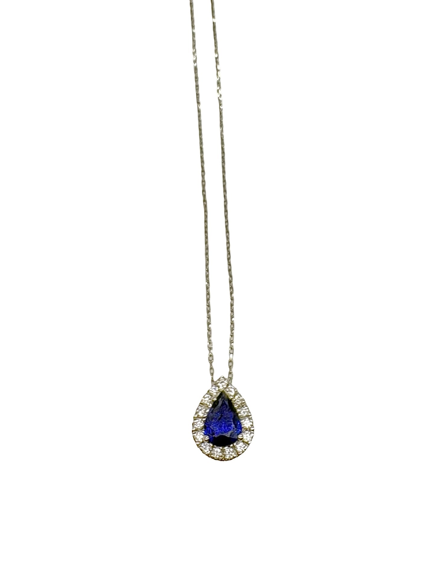 Collier en or blanc, saphir et diamants