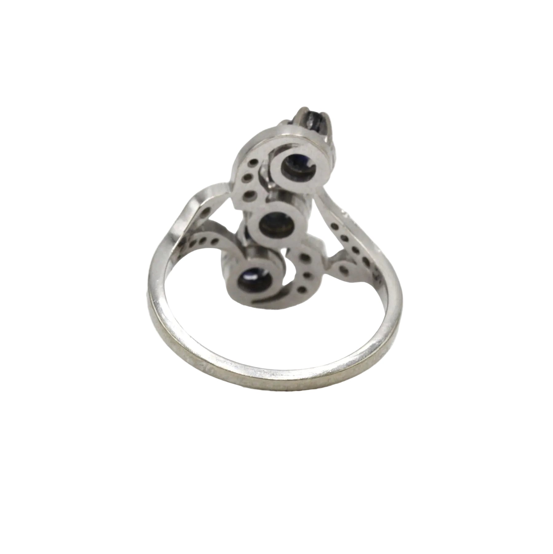 Bague Trilogie en or blanc, saphirs et diamants