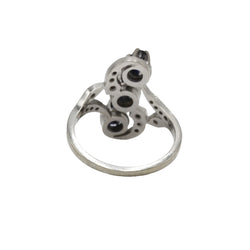 Bague Trilogie en or blanc, saphirs et diamants