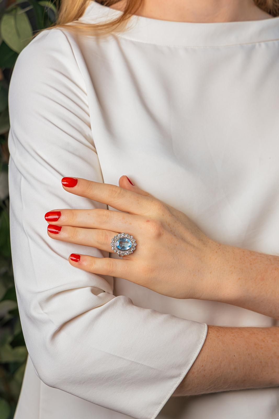 Bague Pompadour Or blanc Topaze
