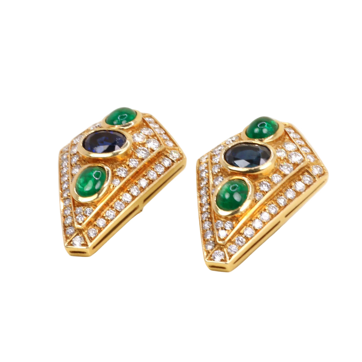 Parure REPOSSI en or jaune, perles, saphirs, émeraudes et diamants