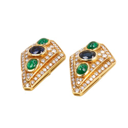 Parure REPOSSI en or jaune, perles, saphirs, émeraudes et diamants