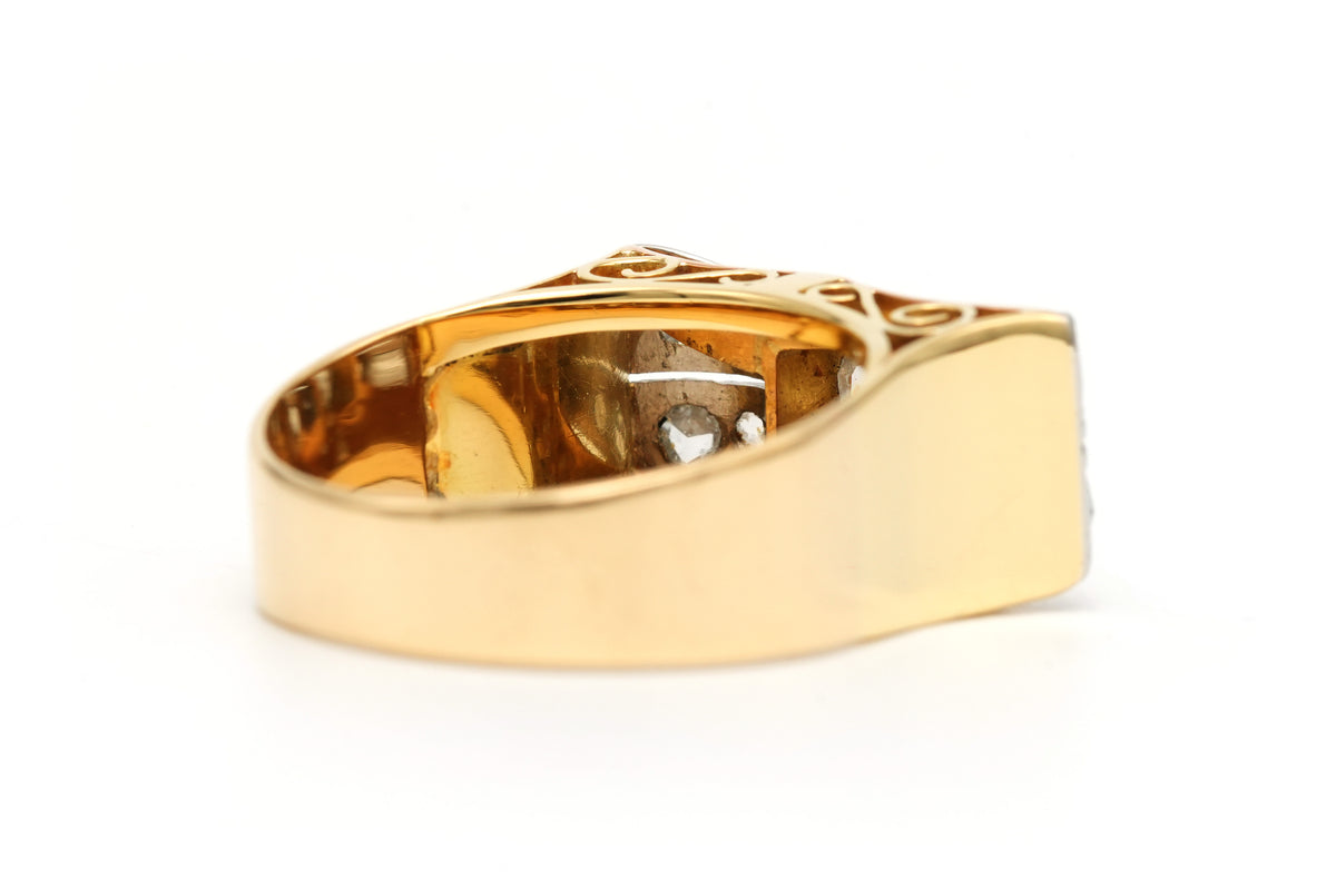 Bague Tank en or blanc, or jaune et diamants