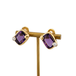 Boucles d'oreilles Clips POMELLATO en or jaune, améthyste et diamants