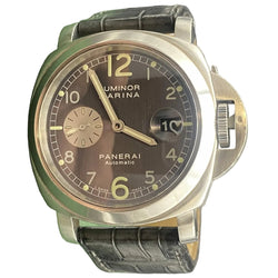 Montre PANERAI "Luminor Marina" en acier et cuir