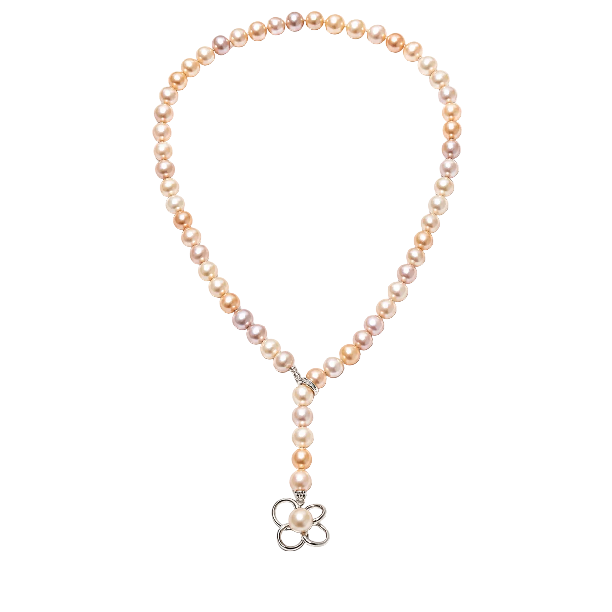 Collier or blanc et perles