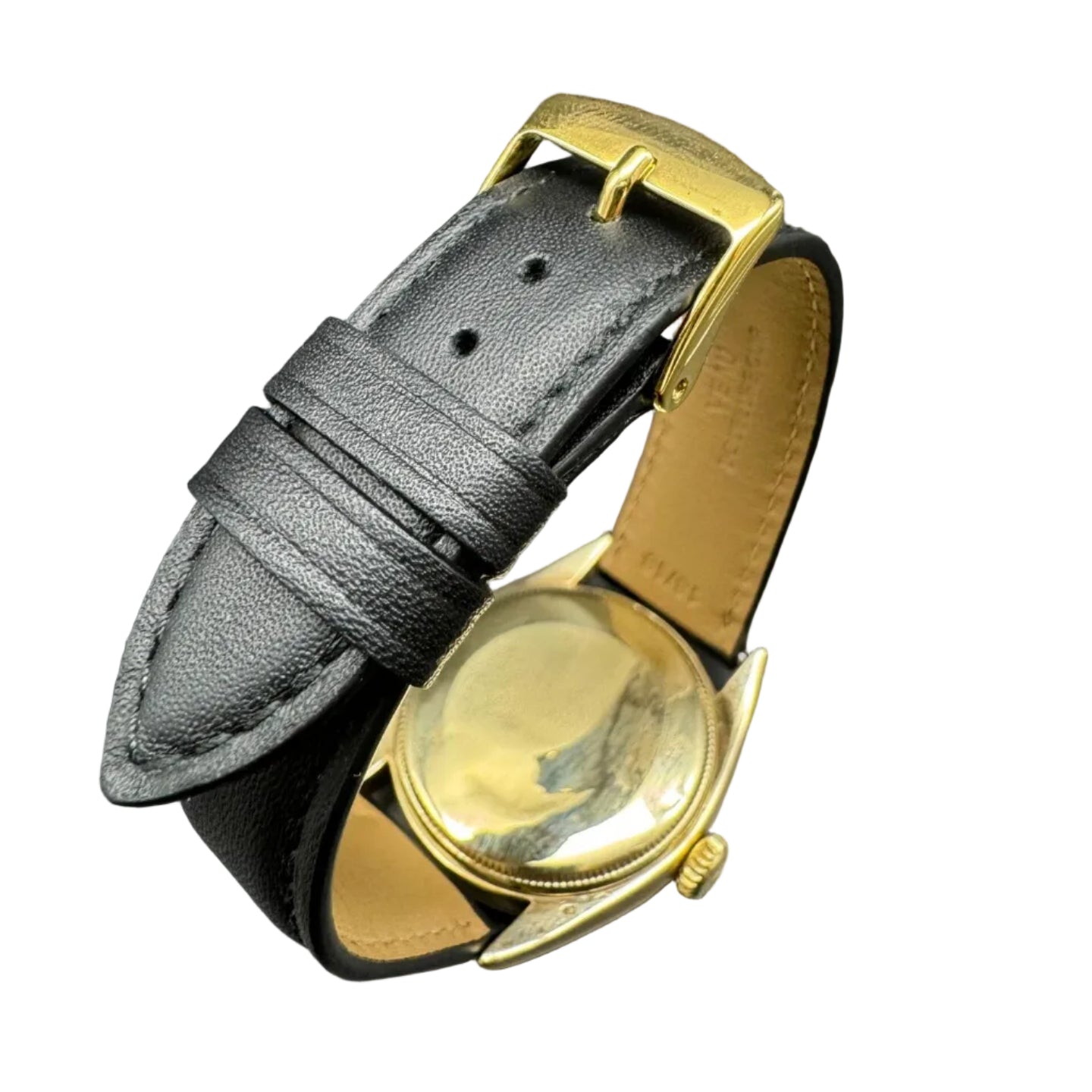 Montre ROLEX "Oyster Perpetual 34" en or jaune et cuir