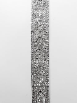 BRACELET ARTICULÉ ART DECO PALTINE ET DIAMANTS ENV. 12,50 CTS (T.18)