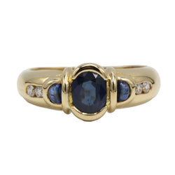 Bague Jonc en or jaune, saphirs et diamants