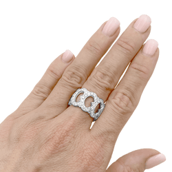 Bague Cartier, "C de Cartier", or blanc, diamants.