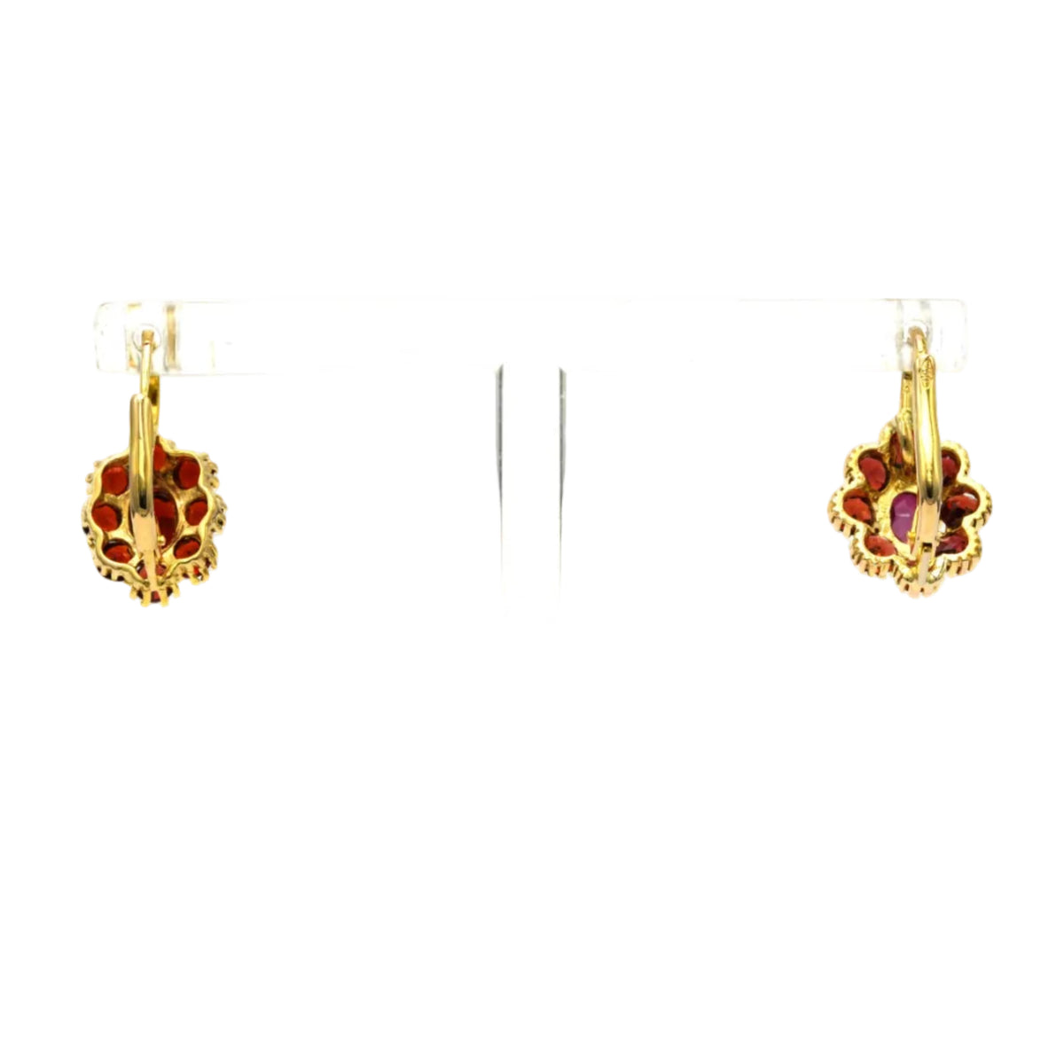 Boucles d'oreilles Dormeuses en or jaune et grenats