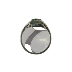 Bague Art Déco en or blanc, émeraude et diamants