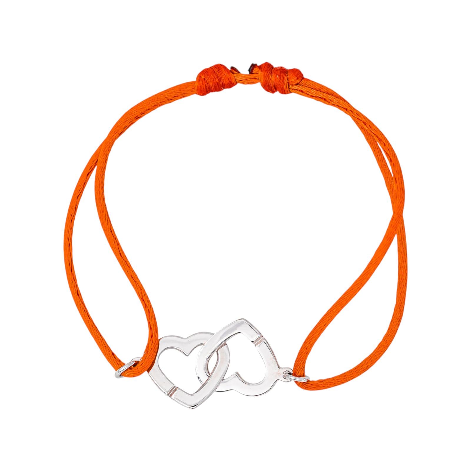 Dinh Van Bracelet Cordon Double Cœurs Or blanc