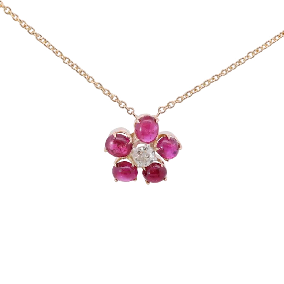 Collier Pendentif en or jaune, rubis et diamant