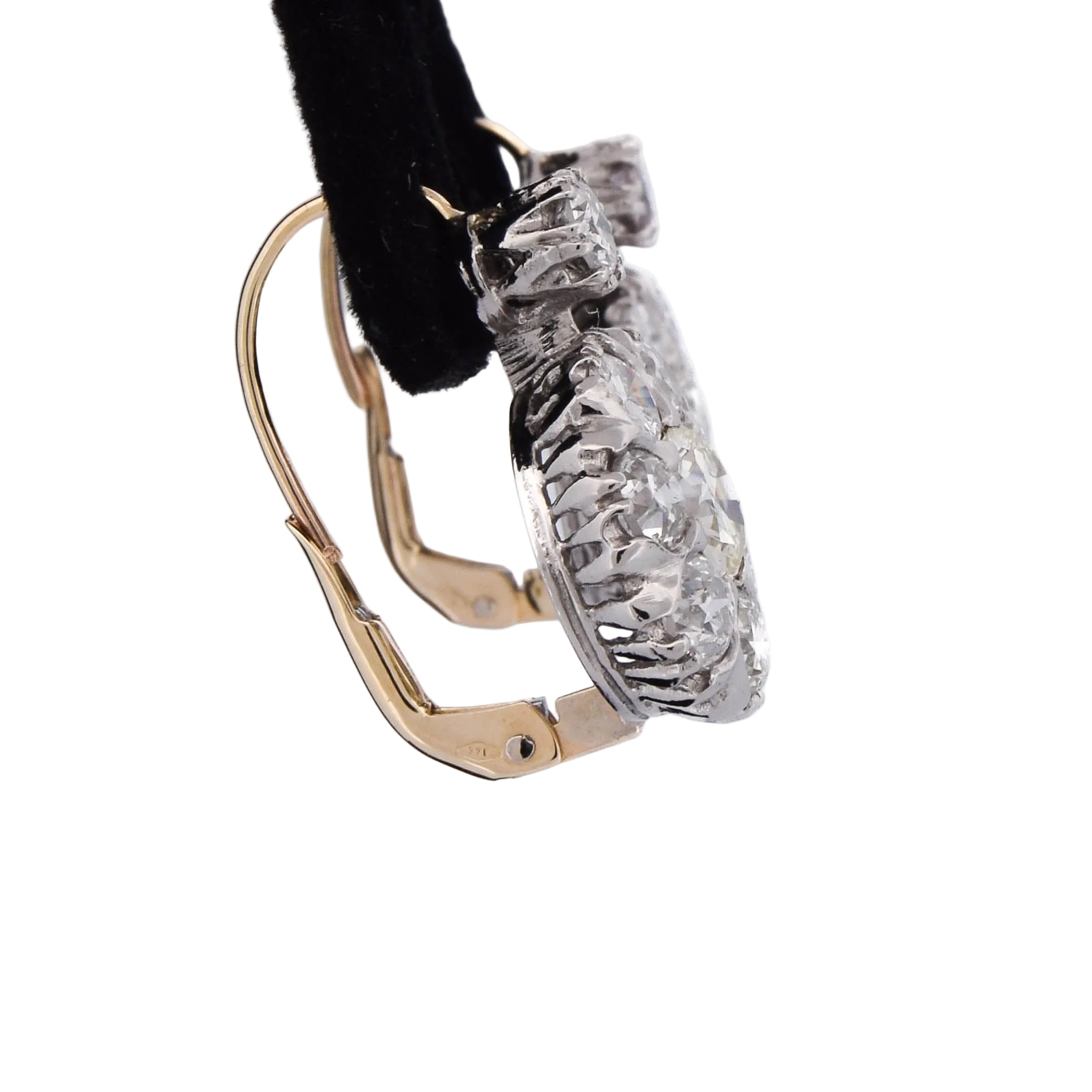 Boucles d'oreilles Dormeuses en platine et diamants