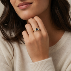 Bague Trilogie en or jaune, saphir et diamants