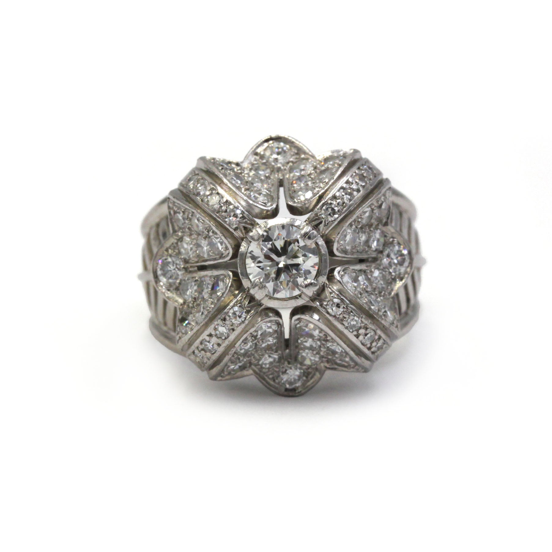 Bague Tank en platine et diamants