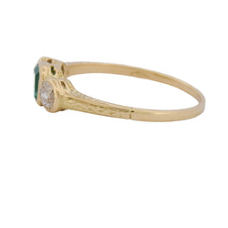 Bague Trilogie en or jaune, émeraude et diamants