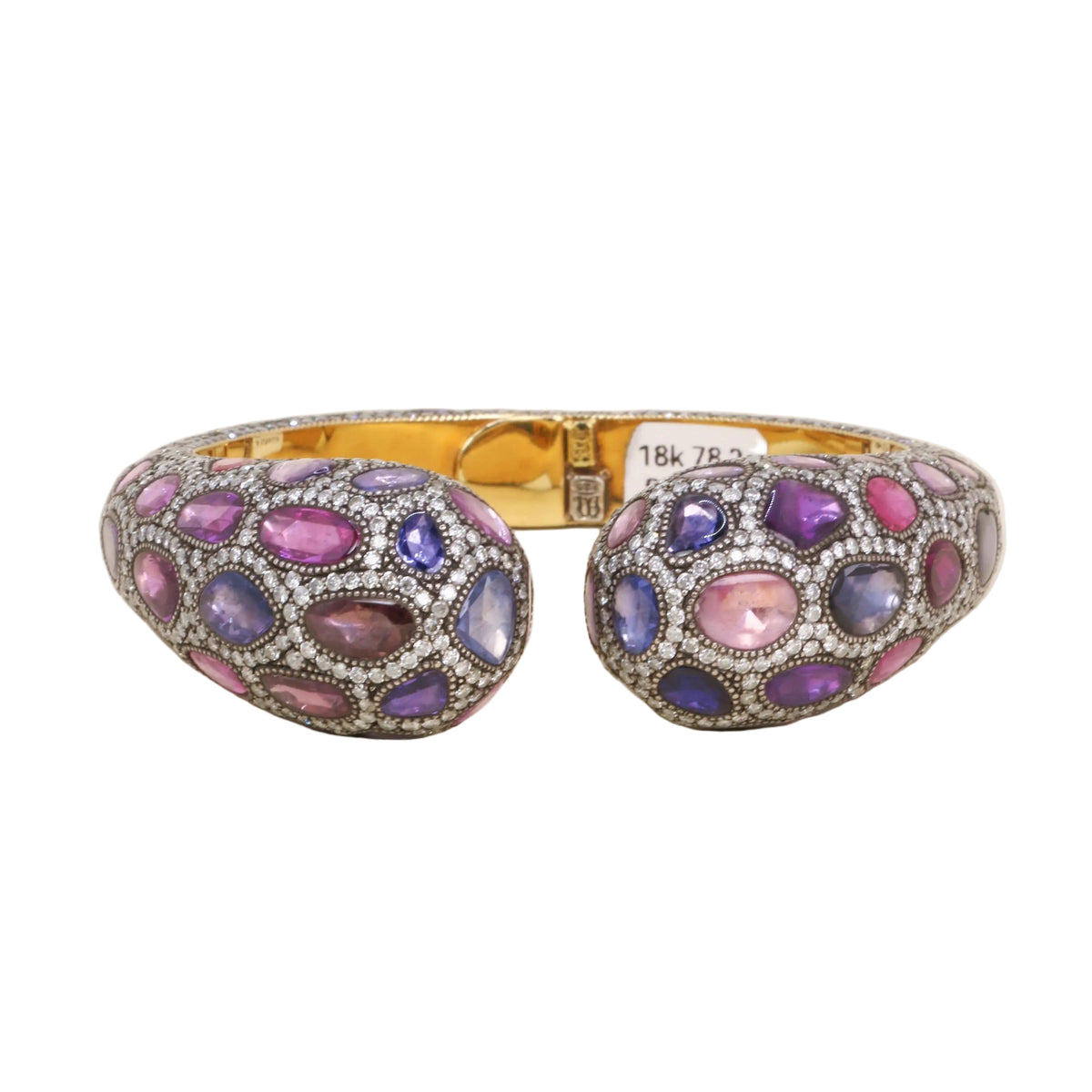 Bracelet Jonc ANDRÉ MARCHA en or jaune, argent, saphirs et diamants