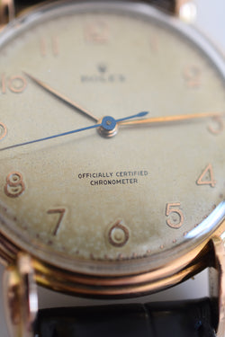 Montre ROLEX "Chronomètre" en or rose, acier et cuir